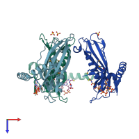 PDB entry 1y7u coloured by chain, top view.