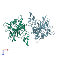 PDB entry 1y7w coloured by chain, top view.