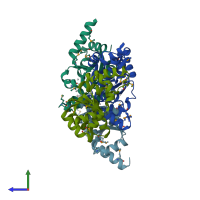 PDB entry 1y82 coloured by chain, side view.