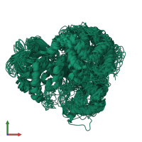 PDB entry 1y8b coloured by chain, ensemble of 10 models, front view.