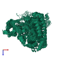 PDB entry 1y8b coloured by chain, ensemble of 10 models, top view.