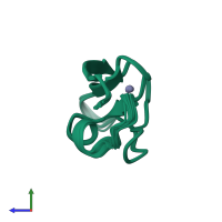 PDB entry 1y8f coloured by chain, ensemble of 20 models, side view.