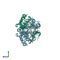 PDB entry 1y8g coloured by chain, side view.