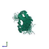 PDB entry 1y8m coloured by chain, ensemble of 20 models, side view.
