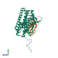 PDB entry 1y8n coloured by chain, side view.