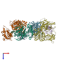 PDB entry 1y8r coloured by chain, top view.