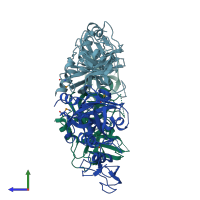 PDB entry 1y8t coloured by chain, side view.