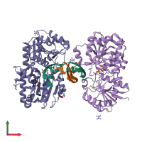 PDB entry 1y8z coloured by chain, front view.