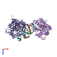 PDB entry 1y8z coloured by chain, top view.