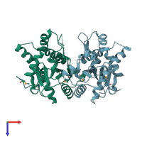 PDB entry 1y97 coloured by chain, top view.