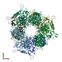 PDB entry 1y9e coloured by chain, front view.