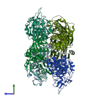 PDB entry 1y9e coloured by chain, side view.