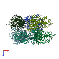 PDB entry 1y9e coloured by chain, top view.