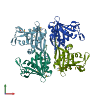 PDB entry 1y9k coloured by chain, front view.