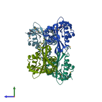 PDB entry 1y9k coloured by chain, side view.