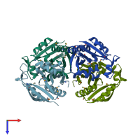 PDB entry 1y9k coloured by chain, top view.