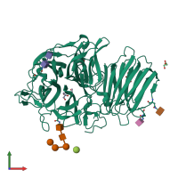PDB entry 1y9m coloured by chain, front view.