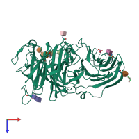 PDB entry 1y9m coloured by chain, top view.