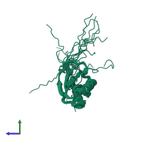 PDB entry 1y9o coloured by chain, ensemble of 20 models, side view.