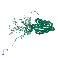 PDB entry 1y9o coloured by chain, ensemble of 20 models, top view.