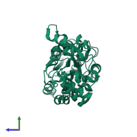 PDB entry 1y9u coloured by chain, side view.