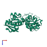 PDB entry 1y9u coloured by chain, top view.