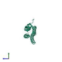 PDB entry 1ya9 coloured by chain, side view.