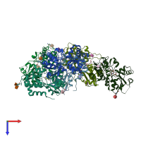 PDB entry 1yae coloured by chain, top view.