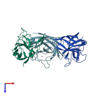 PDB entry 1yai coloured by chain, top view.
