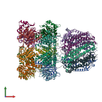 PDB entry 1yar coloured by chain, front view.