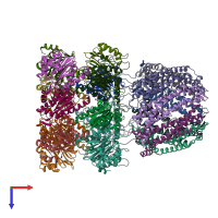 PDB 1yar coloured by chain and viewed from the top.