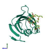 PDB entry 1yat coloured by chain, side view.