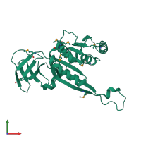 PDB entry 1yb2 coloured by chain, front view.