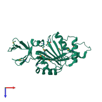 PDB entry 1yb2 coloured by chain, top view.