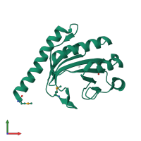 PDB entry 1yb3 coloured by chain, front view.