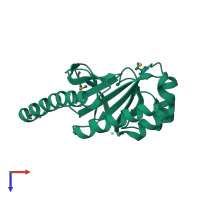 PDB entry 1yb3 coloured by chain, top view.
