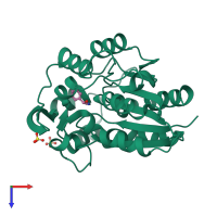 PDB entry 1yb6 coloured by chain, top view.