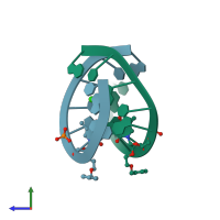 PDB entry 1ybc coloured by chain, side view.