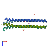 PDB entry 1ybk coloured by chain, top view.