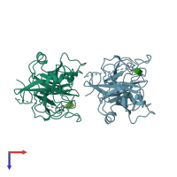 PDB entry 1ybw coloured by chain, top view.