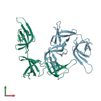 PDB entry 1yby coloured by chain, front view.