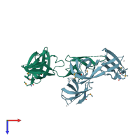 PDB entry 1yby coloured by chain, top view.