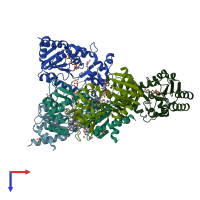 PDB entry 1yc2 coloured by chain, top view.