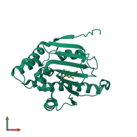 PDB entry 1yc3 coloured by chain, front view.