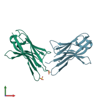 PDB entry 1yc7 coloured by chain, front view.