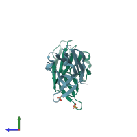 PDB entry 1yc7 coloured by chain, side view.