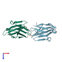 PDB entry 1yc7 coloured by chain, top view.