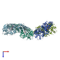 PDB entry 1ycf coloured by chain, top view.