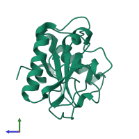 PDB entry 1yck coloured by chain, side view.