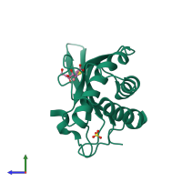 PDB entry 1ycl coloured by chain, side view.